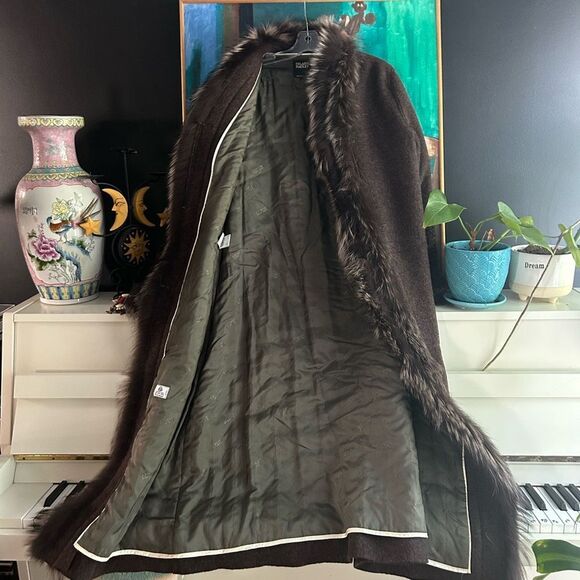 Hilary Radley Brown Trench Coat with Faux Fur Trim - Picture 14 of 16